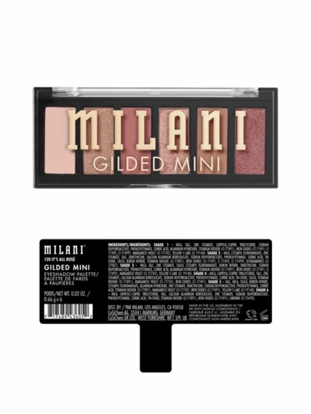 Milani Gilded Mini Eyeshadow Palette - Warm Rose Shades “It’s All Rose”